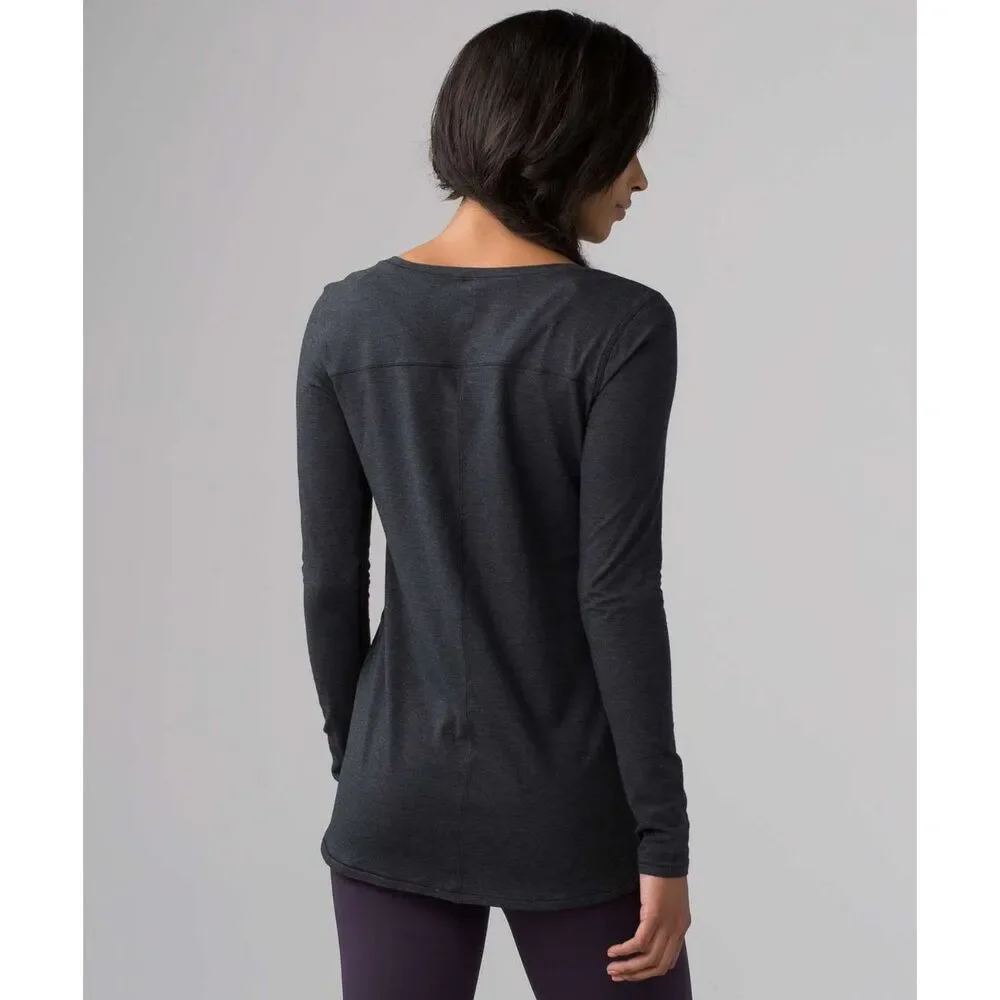 Lululemon Another Round Long Sleeve Heathered Black Charcoal Grey